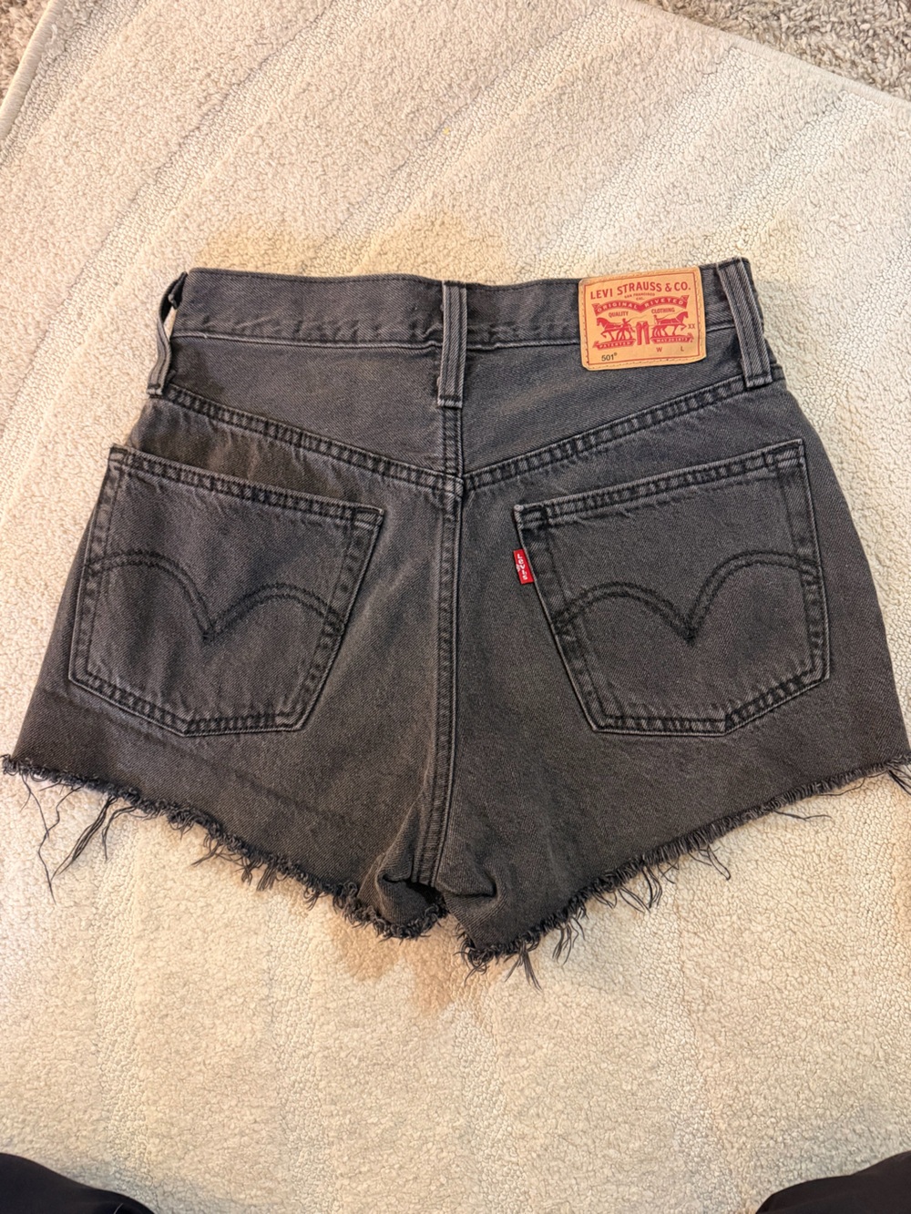 Levi’s 501 Original High Rise Cutoff Denim Shorts Lunar Black W25